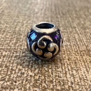 Pandora Purple and Silver Swirl Charm